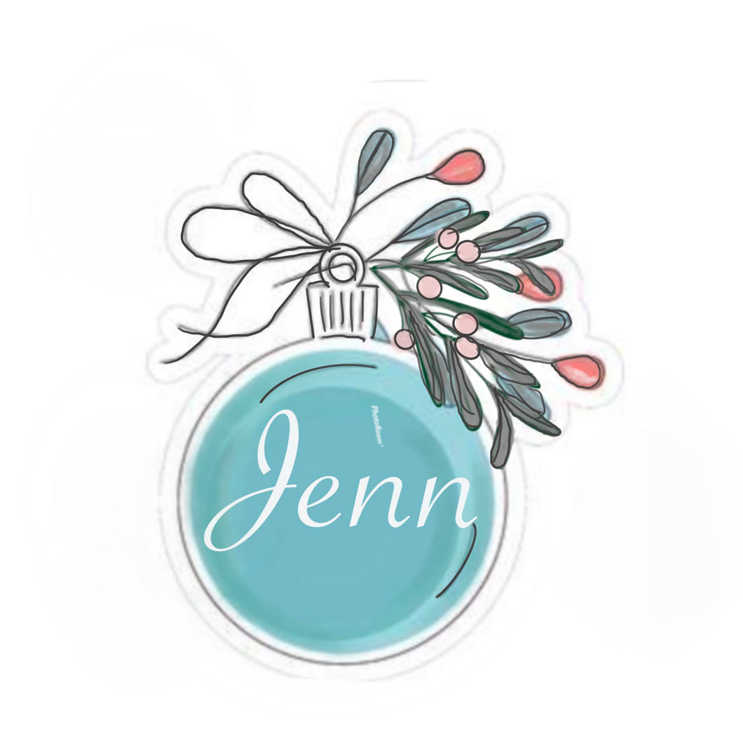 Jenn Christmas ball with greenery