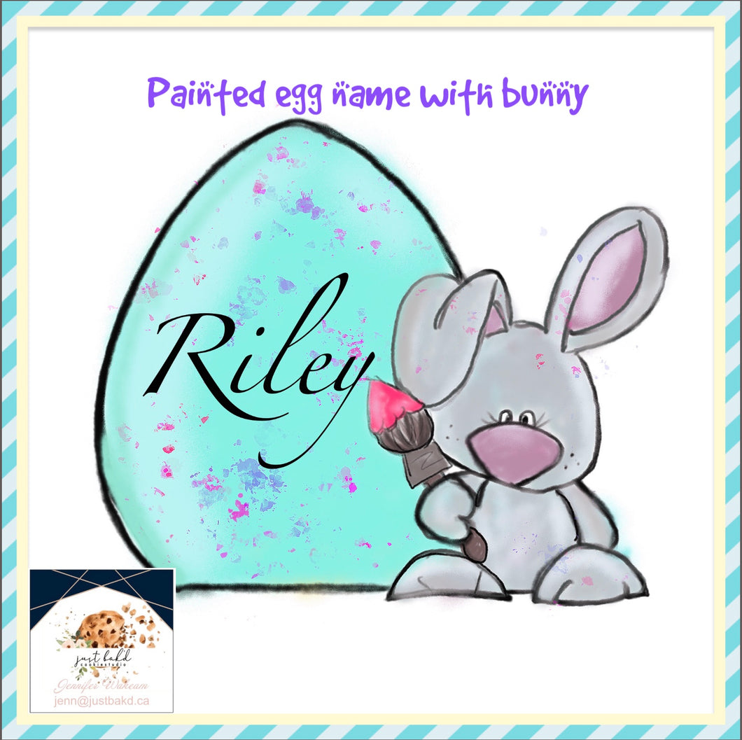 Painted Egg Name With Bunny